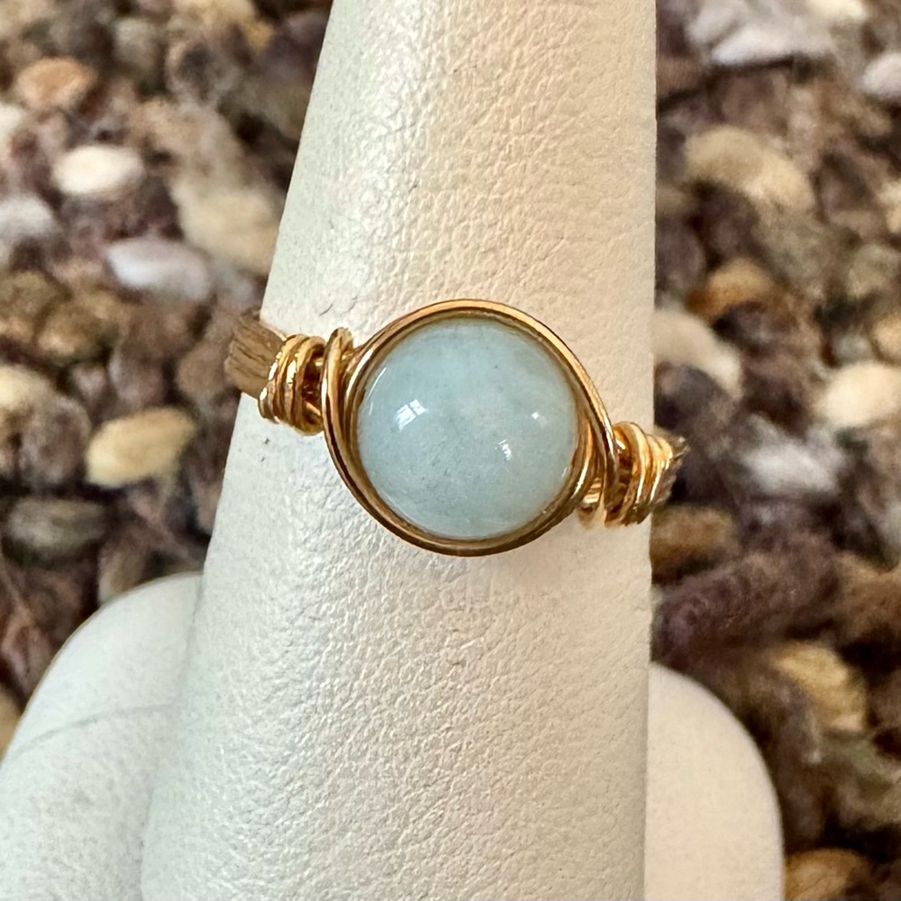 Aquamarine Ring: 14k Gold Filled Wire Wrapped Gemstone